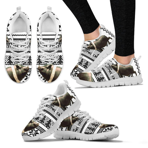 Large Black Pig Print Christmas Running Shoes For Women- Free Shipping