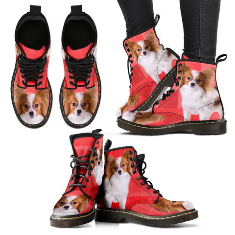 Papillon Dog Print Boots For Women-Express Shipping
