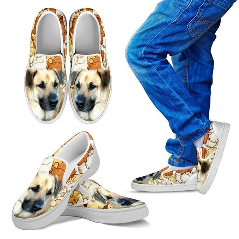 Chinook Dog Print Slip Ons For Kids- Express Shipping