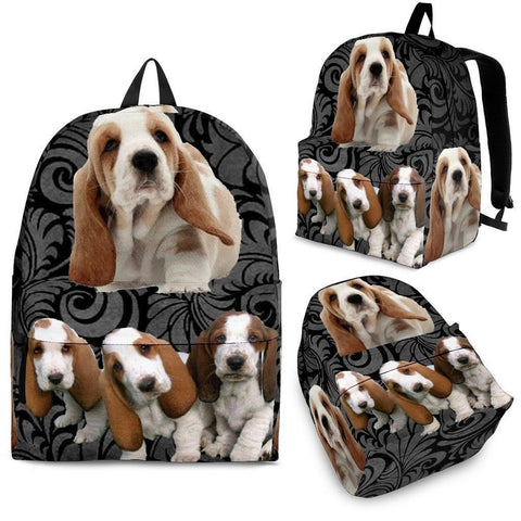 Basset Hound With Puppies Print BackPack - Express Shipping