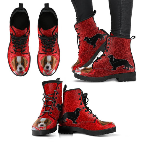Valentine's Day Special-Cavalier King Charles Spaniel On Red Print Boots For Women-Free Shipping