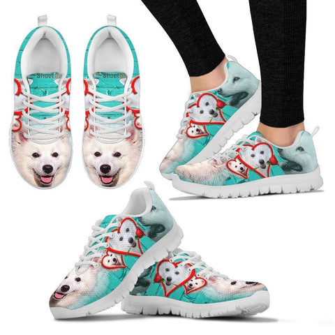 American Eskimo With With Rose Print Running Shoe For Women-Free Shipping