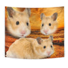 Golden Hamster On Yellow Print Tapestry-Free Shipping