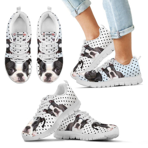 Boston Terrier Black Dots Print Running Shoes For Kids-Free Shipping