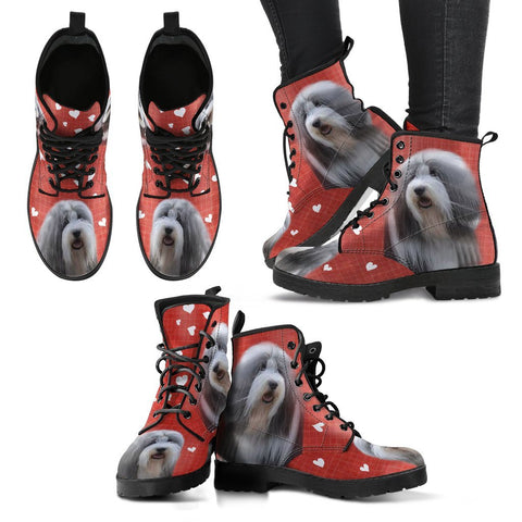 Valentine's Day Special-Bearded Collie Red Print Boots For Women-Free Shipping