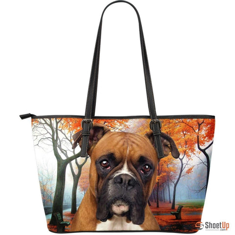 Boxer Dog-Large Leather Tote Bag-Free Shipping