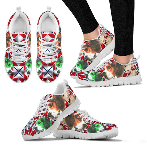 Beagle Dog Christmas Running Shoes For Women- Free Shipping