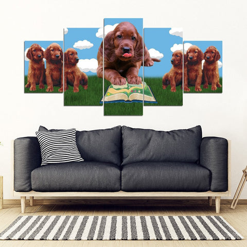 Irish Setter Dog Print-5 Piece Framed Canvas- Free Shipping