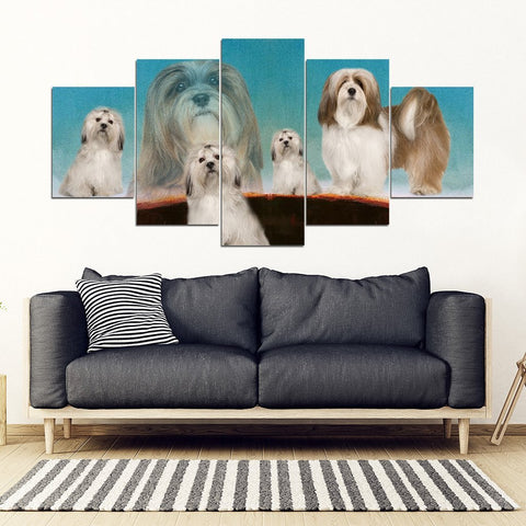 Lhasa Apso Dog Print-5 Piece Framed Canvas- Free Shipping