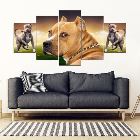 American Staffordshire Terrier With Rose Print- Piece Framed Canvas- Free Shipping