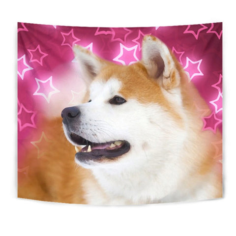 Akita Dog On Pink Print Tapestry-Free Shipping