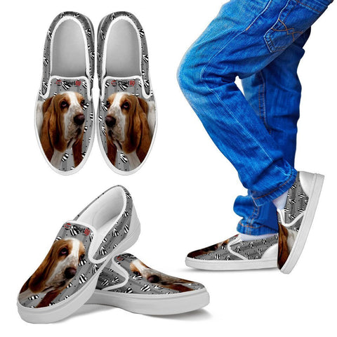 Basset Hound Hearts Print Slip Ons For Kids-Free Shipping