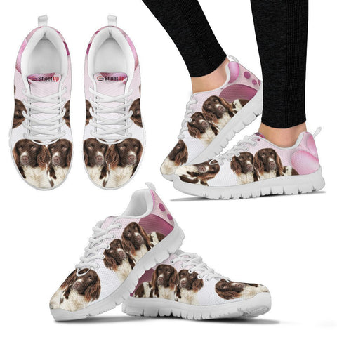 English Springer Spaniel Pink White Print Running Shoes For Women-Free Shipping