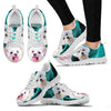 Maltese On Deep Skyblue Print Running Shoes For Women- Free Shipping