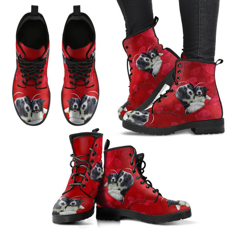 Valentine's Day Special-Border Collie On Red Print Boots For Women-Free Shipping