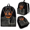 Rottweiler With Jacket Print Backpack- Express Shipping