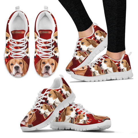 Beagle On Red-Women's Running Shoes-Free Shipping