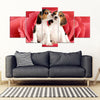 Cute Beagle On Red Rose Print- Piece Framed Canvas- Free Shipping