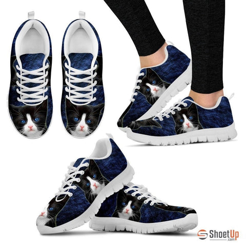 Ojos Azules Cat (Black/White) Running Shoes For Women-Free Shipping