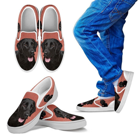 Flat Coated Retriever Dog Print Slip Ons For Kids-Express Shipping