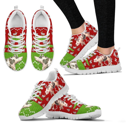 Pietrain Print Christmas Running Shoes For Women- Free Shipping-Paww-Printz-Merchandise