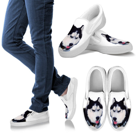 Customized Siberian Husky Print Slip Ons For Women-Free Shipping- (Influencer)