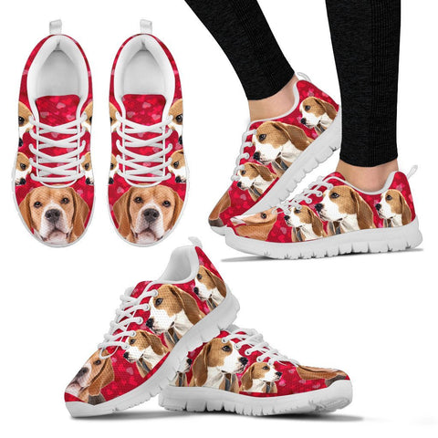 Valentine's Day Special-Beagle On Red 3D Print Running Shoes For Women-Free Shipping