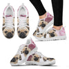 Pug Pink White Print Running Shoes For Women-Free Shipping