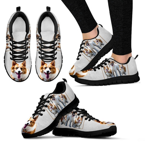 Customized Dog Print (Black) Sneakers For Womenn design by Siam Lie Liau-Free Shipping