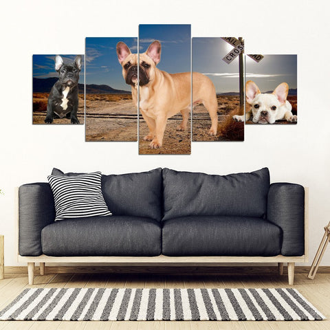 French Bulldog Print- Piece Framed Canvas- Free Shipping