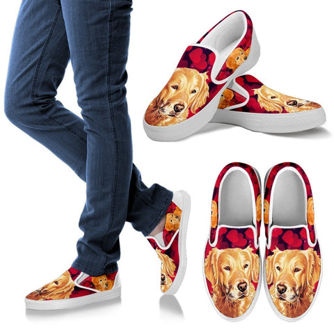 Valentine's Day Special-Golden Retriever Print Slip Ons Shoes For Women-Free Shipping
