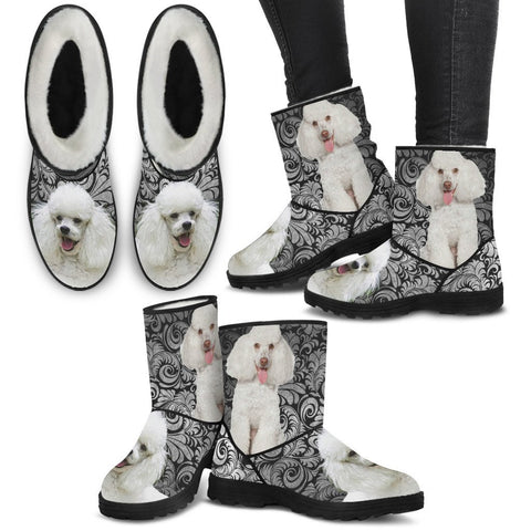 Poodle Print Faux Fur Boots For Women-Free Shipping