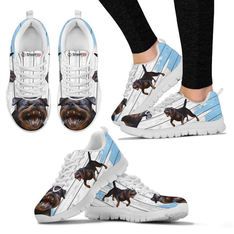 Rottweiler Blue White Print Sneakers For Women-Free Shipping