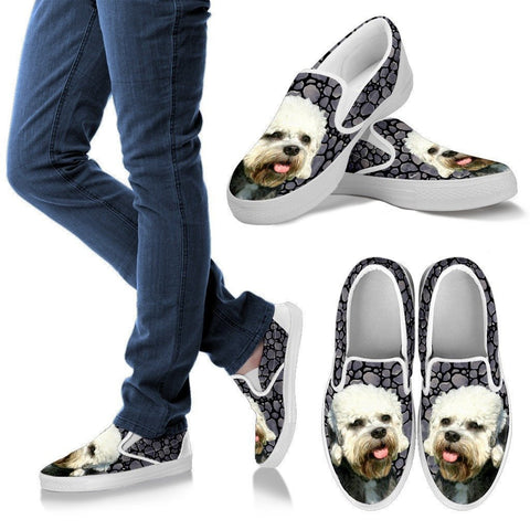 Dandie Dinmont Terrier Dog Print Slip Ons For Women-Express Shipping