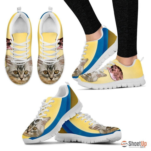 Cute Siberian Cat Print Sneakers For Women (White)- Free Shipping