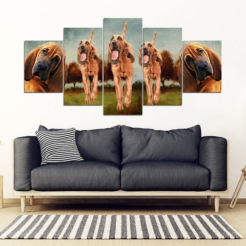 Bloodhound Dog Print-5 Piece Framed Canvas- Free Shipping