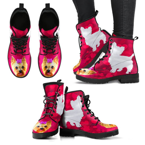 Valentine's Day Special-Yorkie On Red Print Boots For Women-Free Shipping