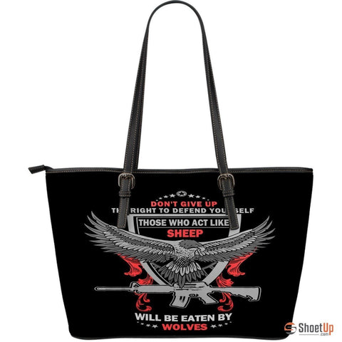 Don't Give Up- Large Leather Tote Bag- Free Shipping