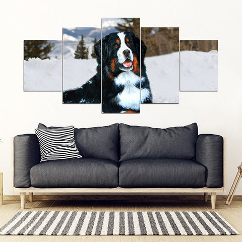 Bernese Mountain Dog Print 5 Piece Framed Canvas- Free Shipping