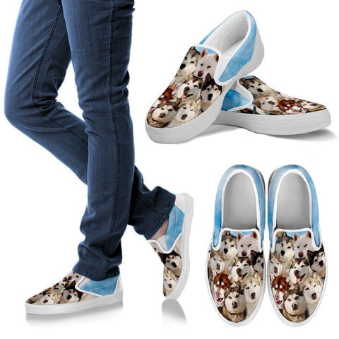 Siberian Husky In 'Eight Below' Movie Style Print Slip Ons For Women- Express Shipping