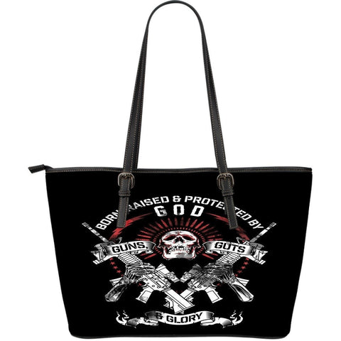 Guns, Guts & Glory- Large Leather Tote Bag- Free Shipping