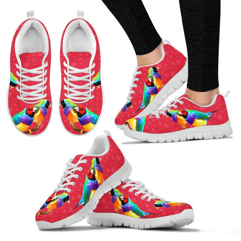 Valentine's Day Special-Gouldian Finch Bird On Red Print Running Shoes For Women-Free Shipping