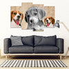 Beagle Dog Print- 5 Piece Framed Canvas- Free Shipping