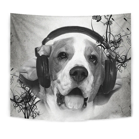 Beagle With Headphones Print Tapestry-Free Shipping