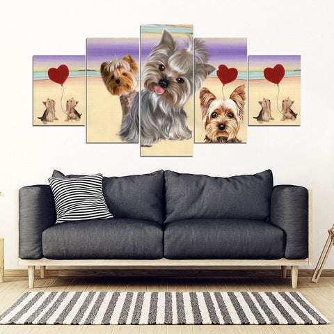 Yorkshire Terrier (Yorkie) Print-5 Piece Framed Canvas- Free Shipping