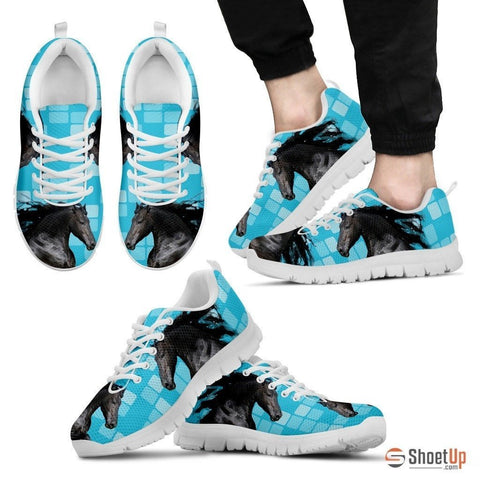 Andalusian Horse Print (Black/White) Running Shoes For Men-Free Shipping Limited Edition