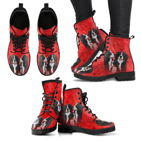 Valentine's Day Special-Bernese Mountain Dog Red Print Boots For Women-Free Shipping