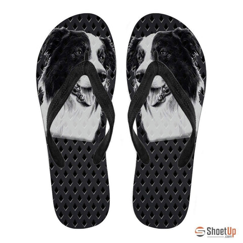 Border Collie Print Flip Flops For Men-Free Shipping Limited Edition