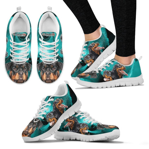 Rottweiler On Deep Skyblue Print Running Shoes For Women- Free Shipping