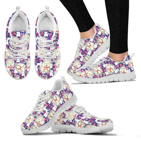 West Highland White Terrier Pattern Print Sneakers For Women- Express Shipping